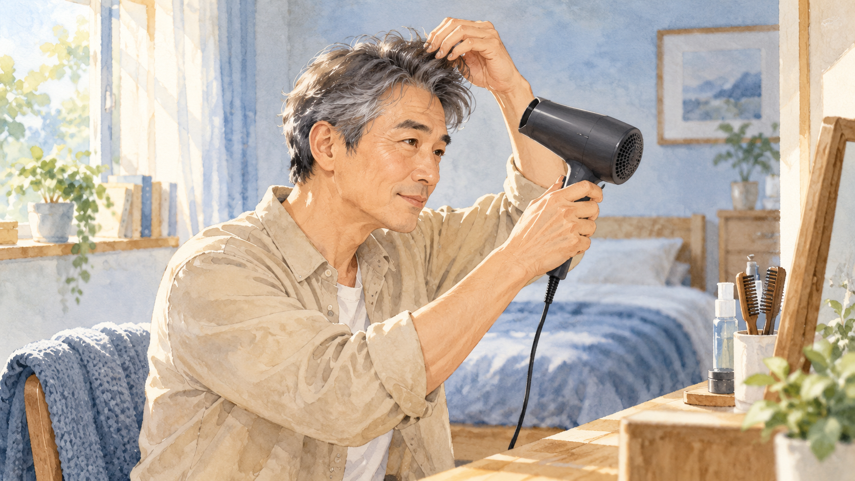 50代男性、髪がぺたんこになる？トップのボリュームを整える乾かし方